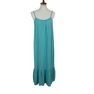 Aquavita Blue Maxi Dress Large XL Spaghetti Strap Flowy Resort
